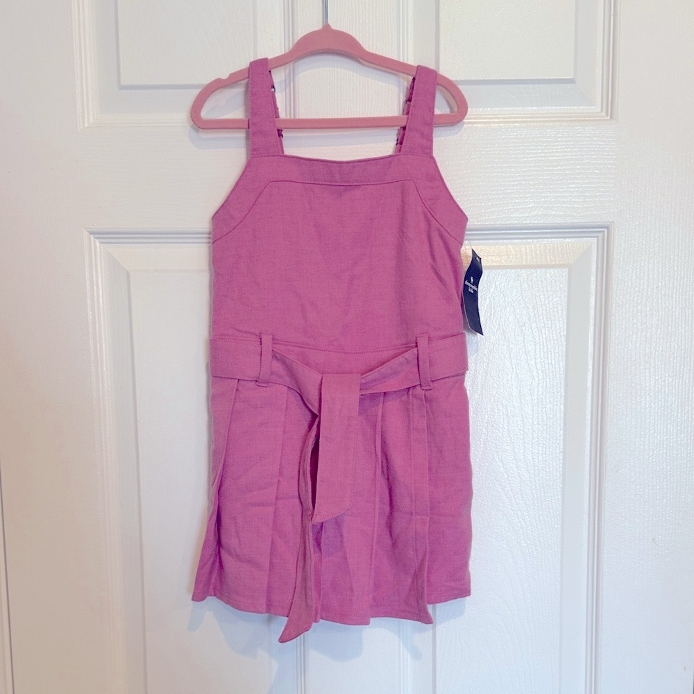 🆕 Abercrombie & Fitch kids pink romper skort belted dress size 5/6 K2 - Picture 2 of 9